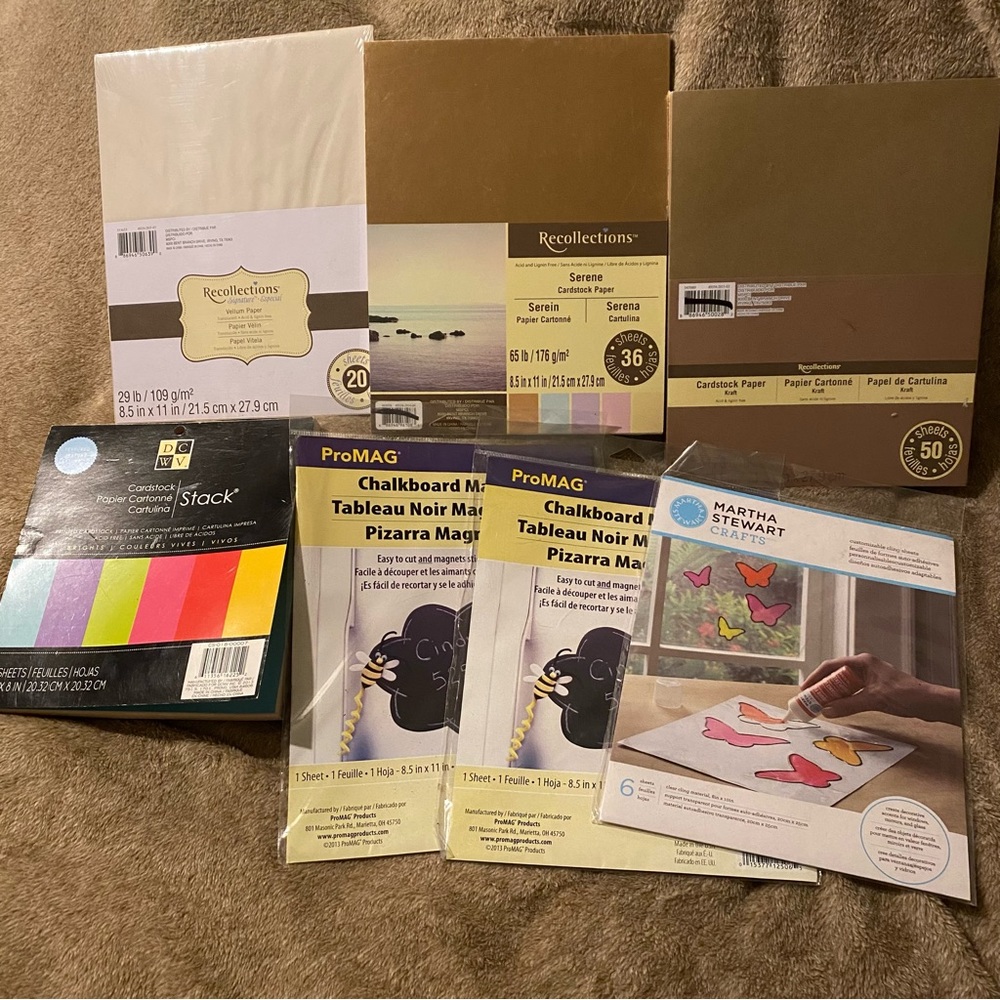 Cardstock, chalkboard magnet, vellum sheets